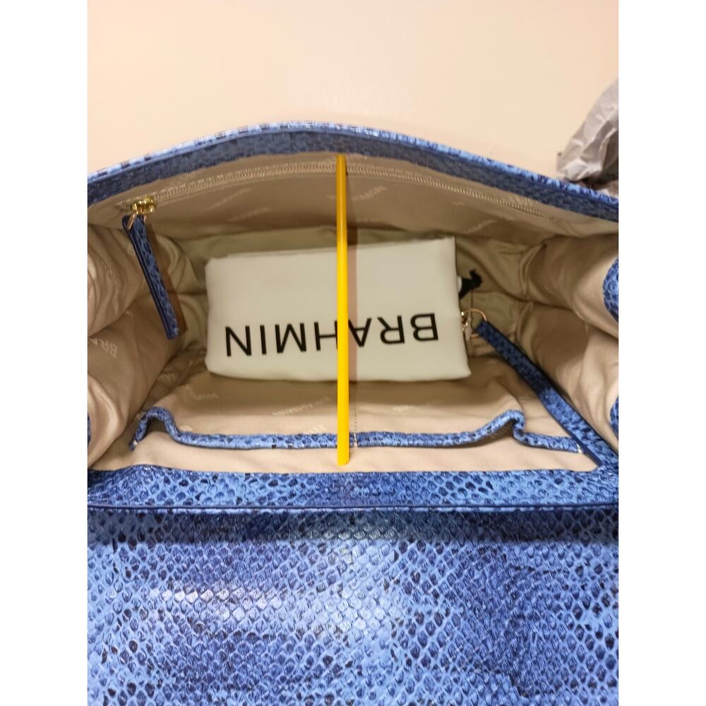 NWT Brahmin Small Hallie Navy Bonaire Leather Satchel Bag - Picture 9 of 10